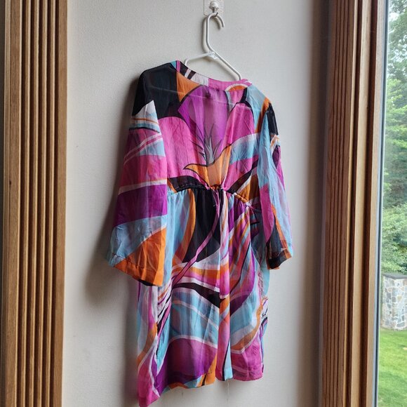 Bali Club Abstract Colorful Semi Sheer Tunic Size Large - Picture 9 of 14